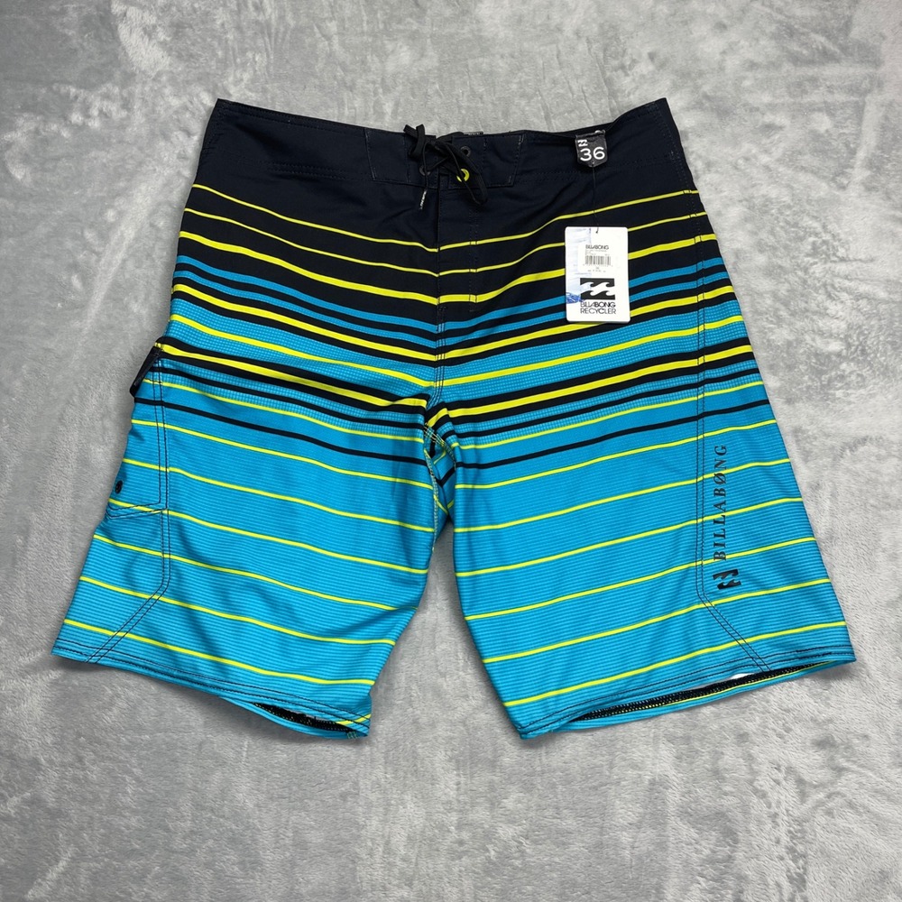 New Billabong Board Shorts Mens 36 PX3 Platinum X Recycler Blue Yellow Striped